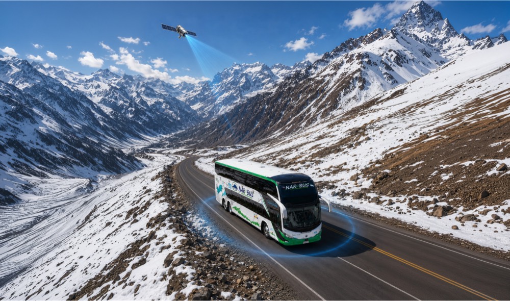 Bus de Nar Bus cruzando la cordillera con cobertura de internet satelital Starlink